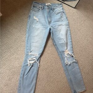 Abercrombie & Fitch Light Blue Distressed Skinny Jeans